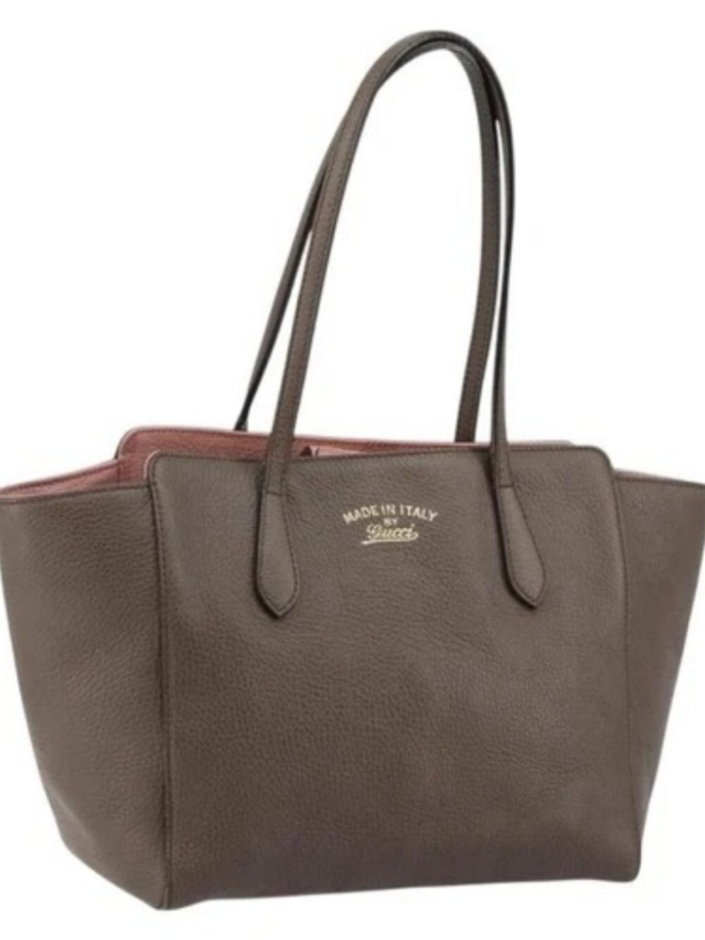 GUCCI Tote Bag Leather Gold Gray 354408 Auth hk2995